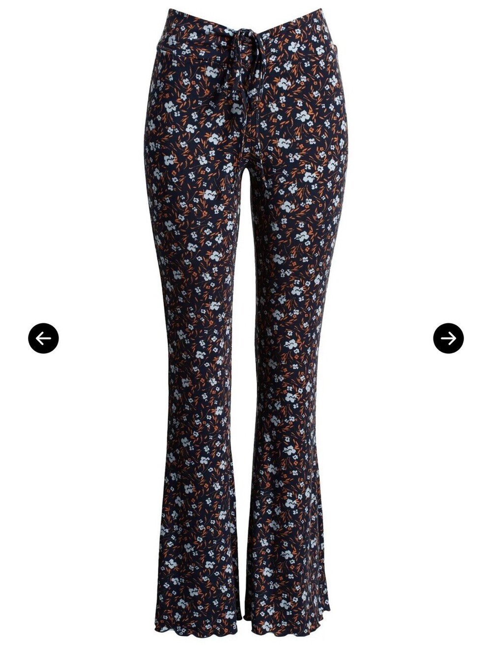 BP Nordstrom Flare Pants Womens L Navy Orange Blue Floral Navy Daisy Spray
